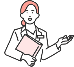 病院・クリニック検索の説明を行う女性医師のイラスト