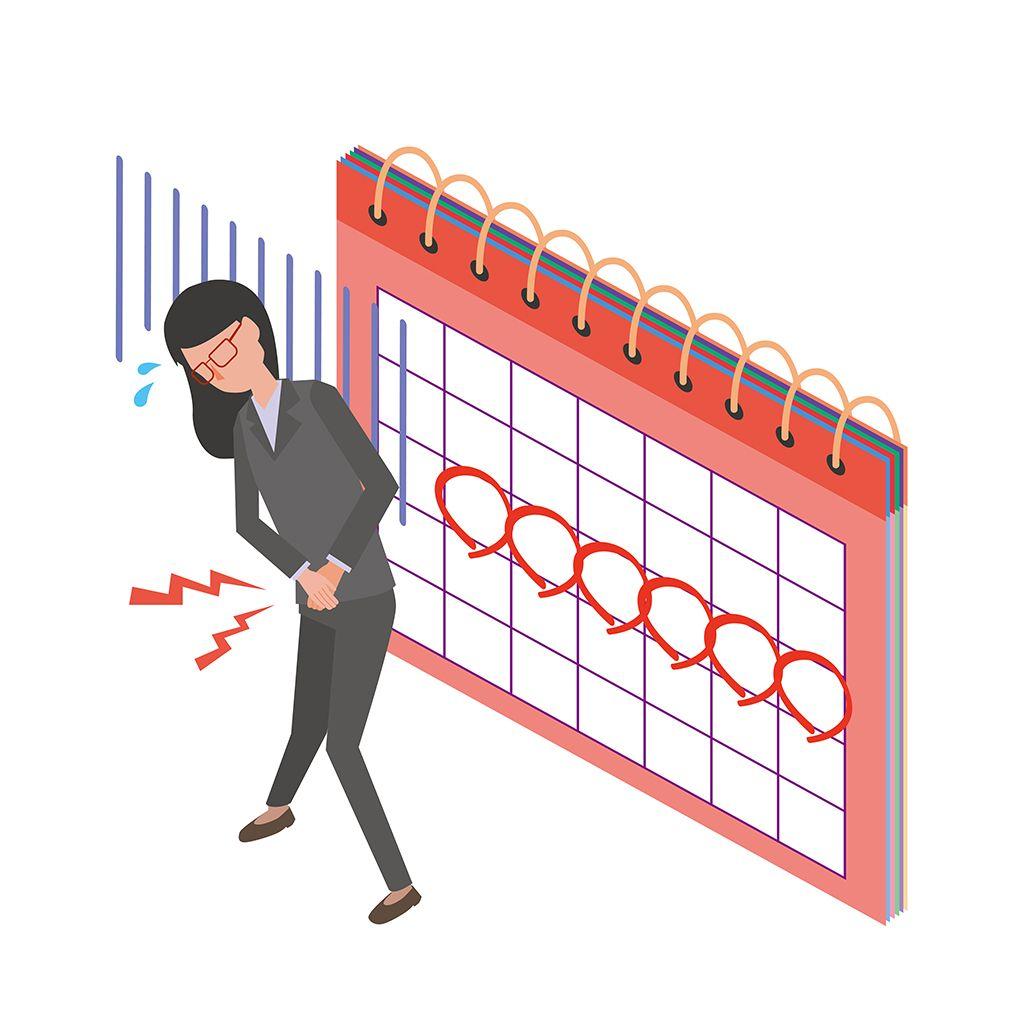 生理周期　女性　カレンダー　腹痛