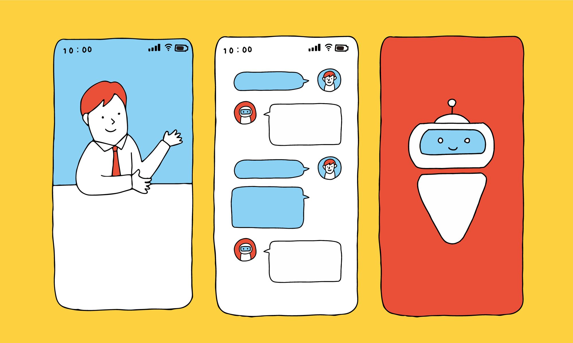 スマートフォンのチャット、オンライン会議画面