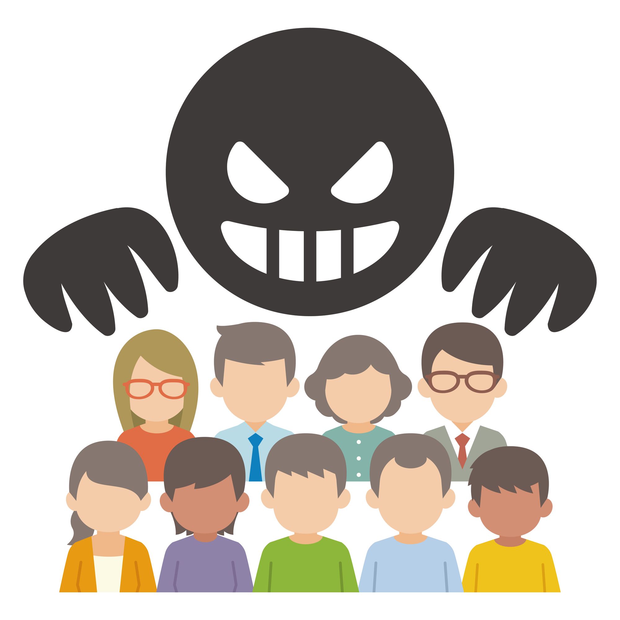 悪意を持った人が人々を狙うイラスト