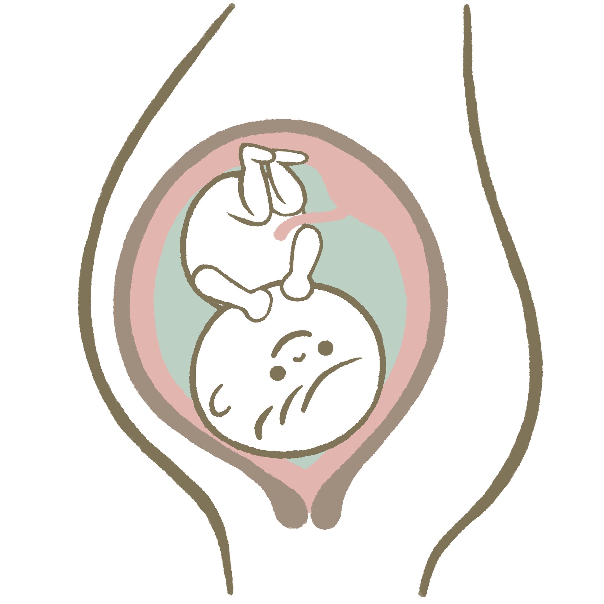 お母さんのお腹の中にいる赤ちゃんのイラスト