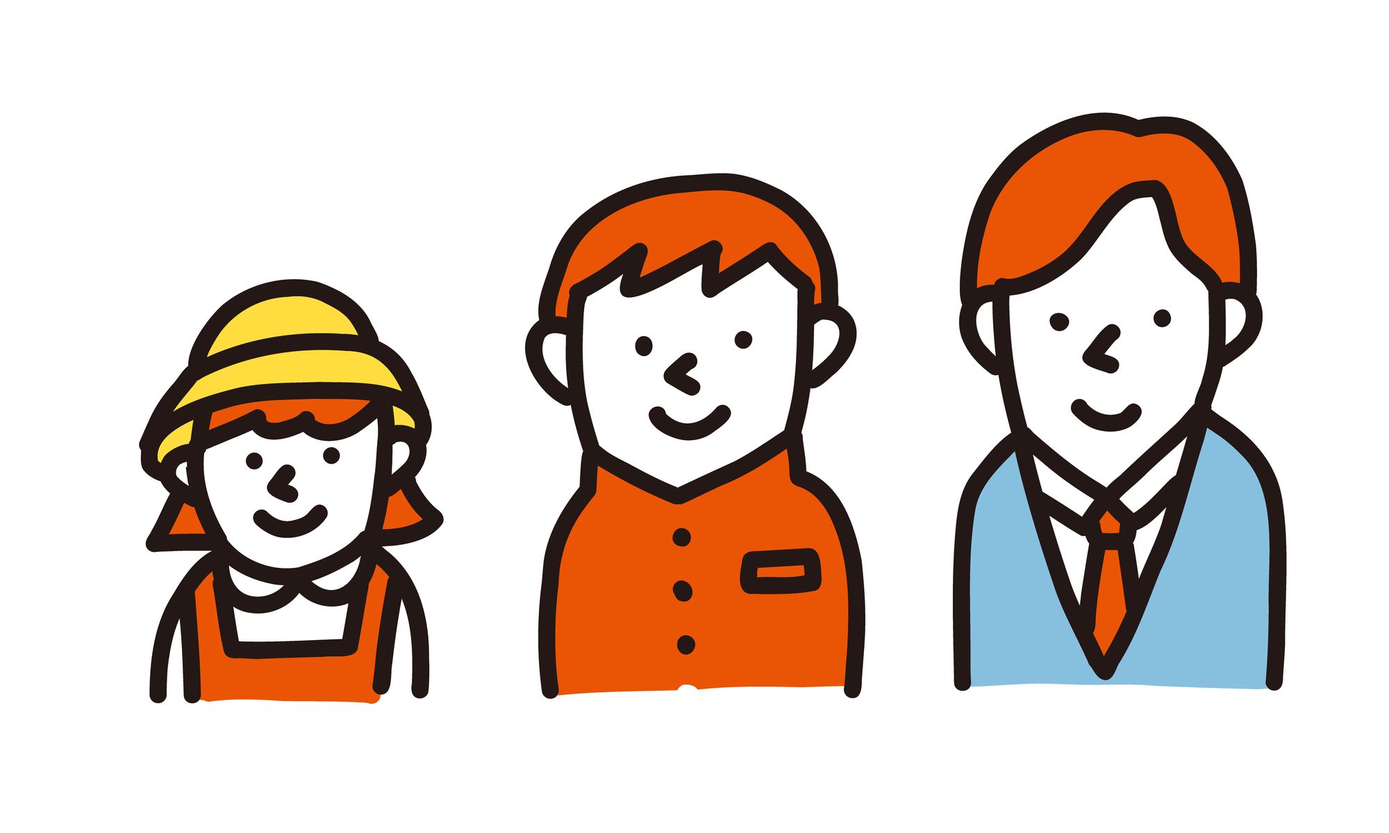 年齢の違う三人の子供、成長過程