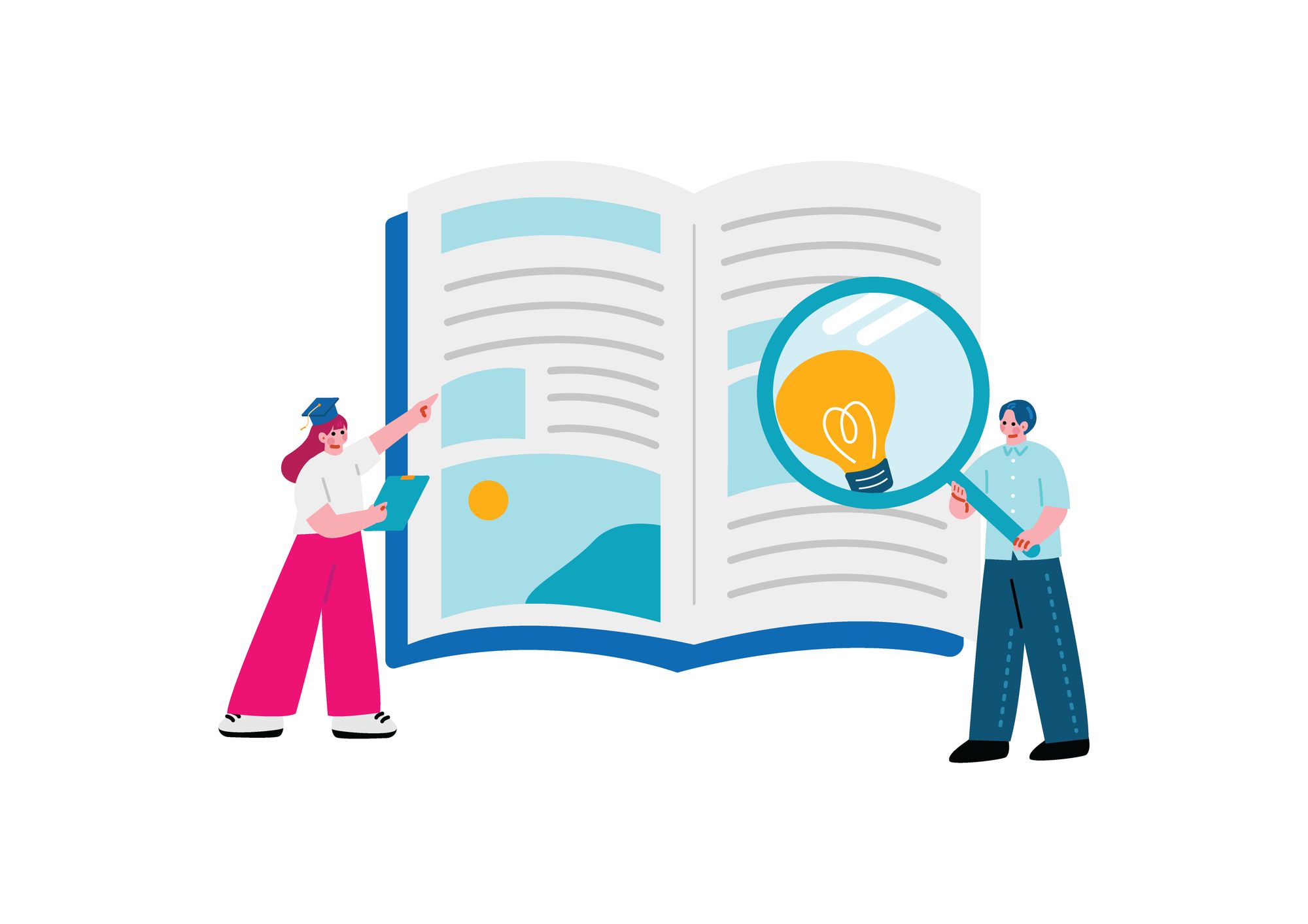 辞典を使って探求する男女