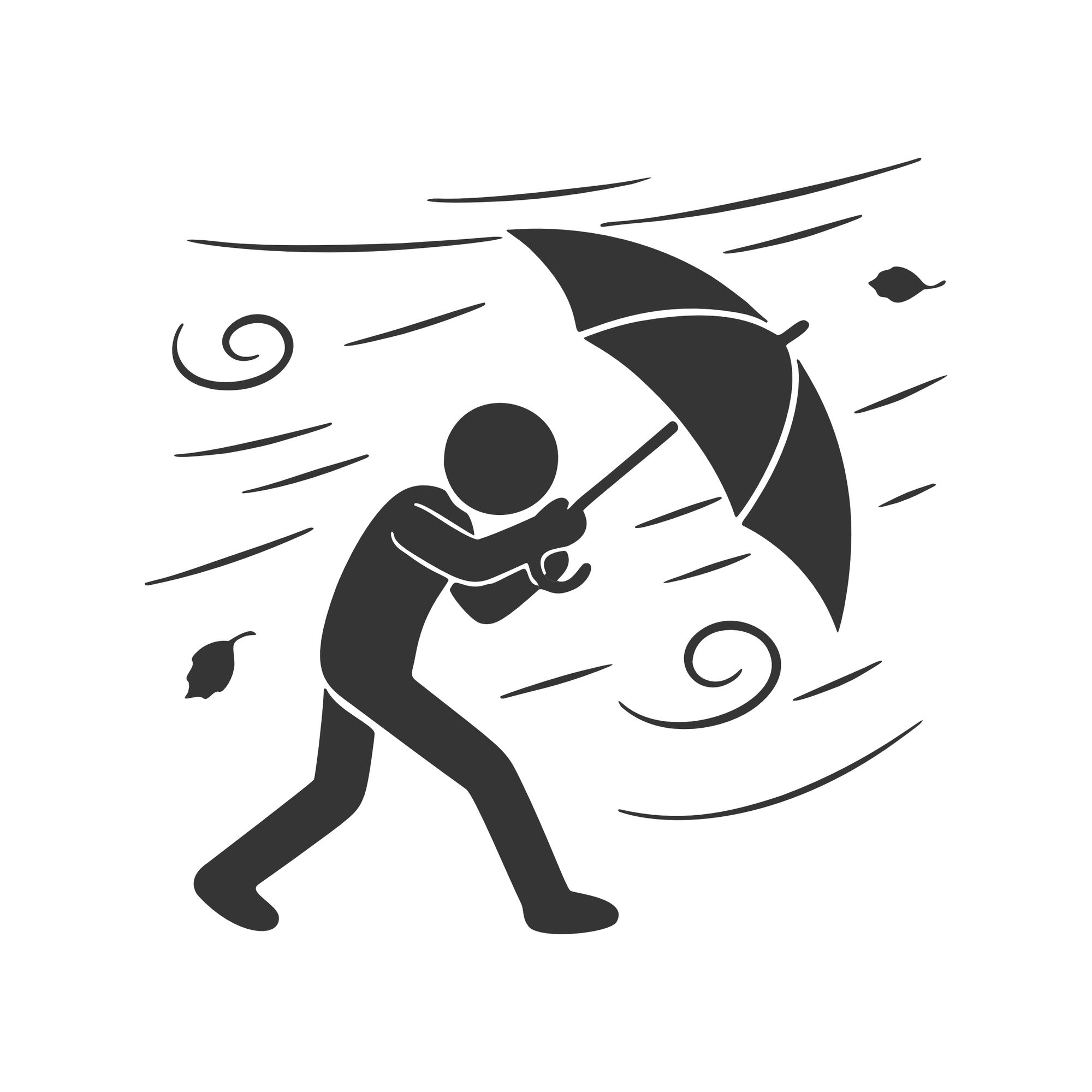 向かい風に向かって進む人のイラスト