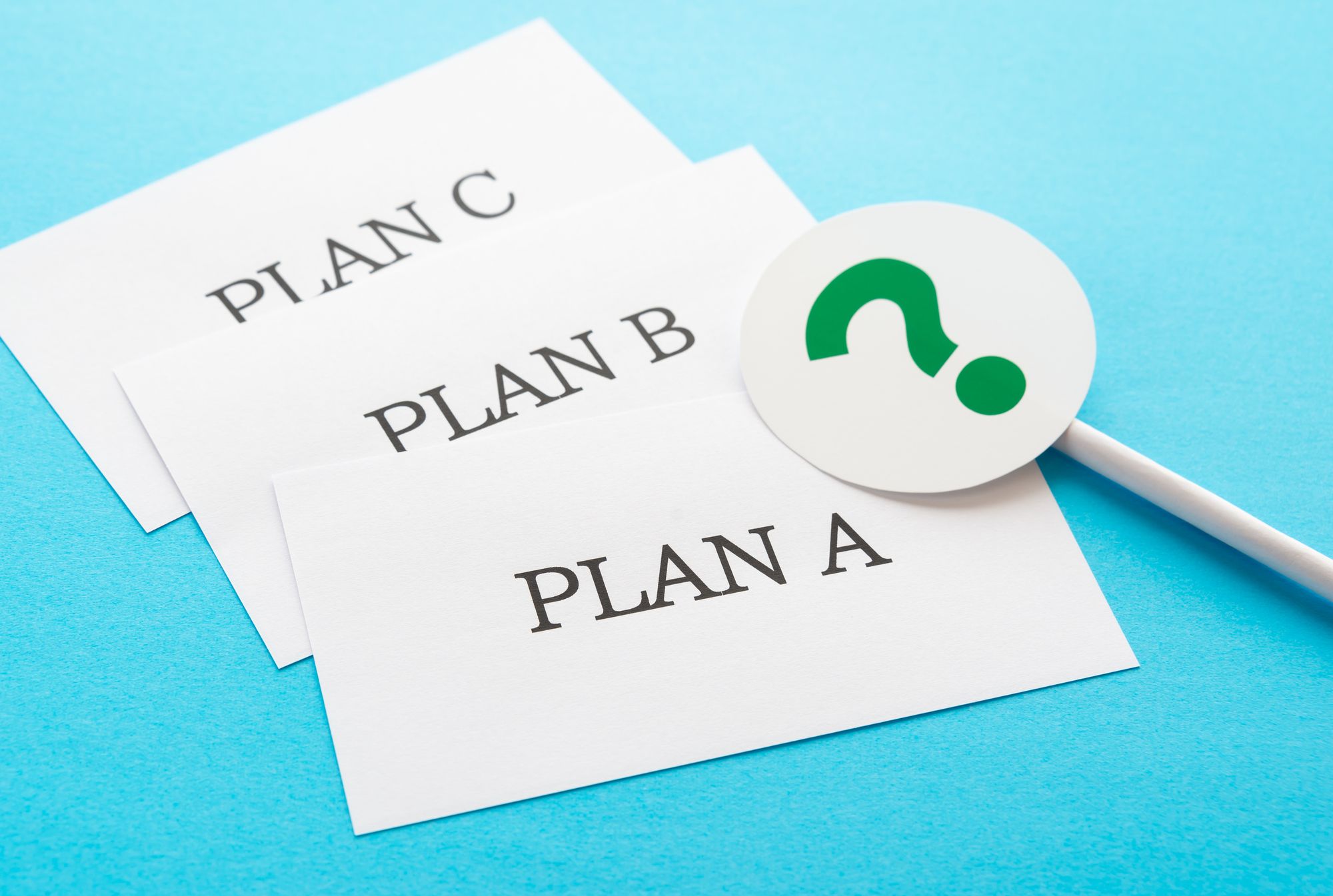 PLAN AからPLAN Cまでのカードとクエスチョンマーク