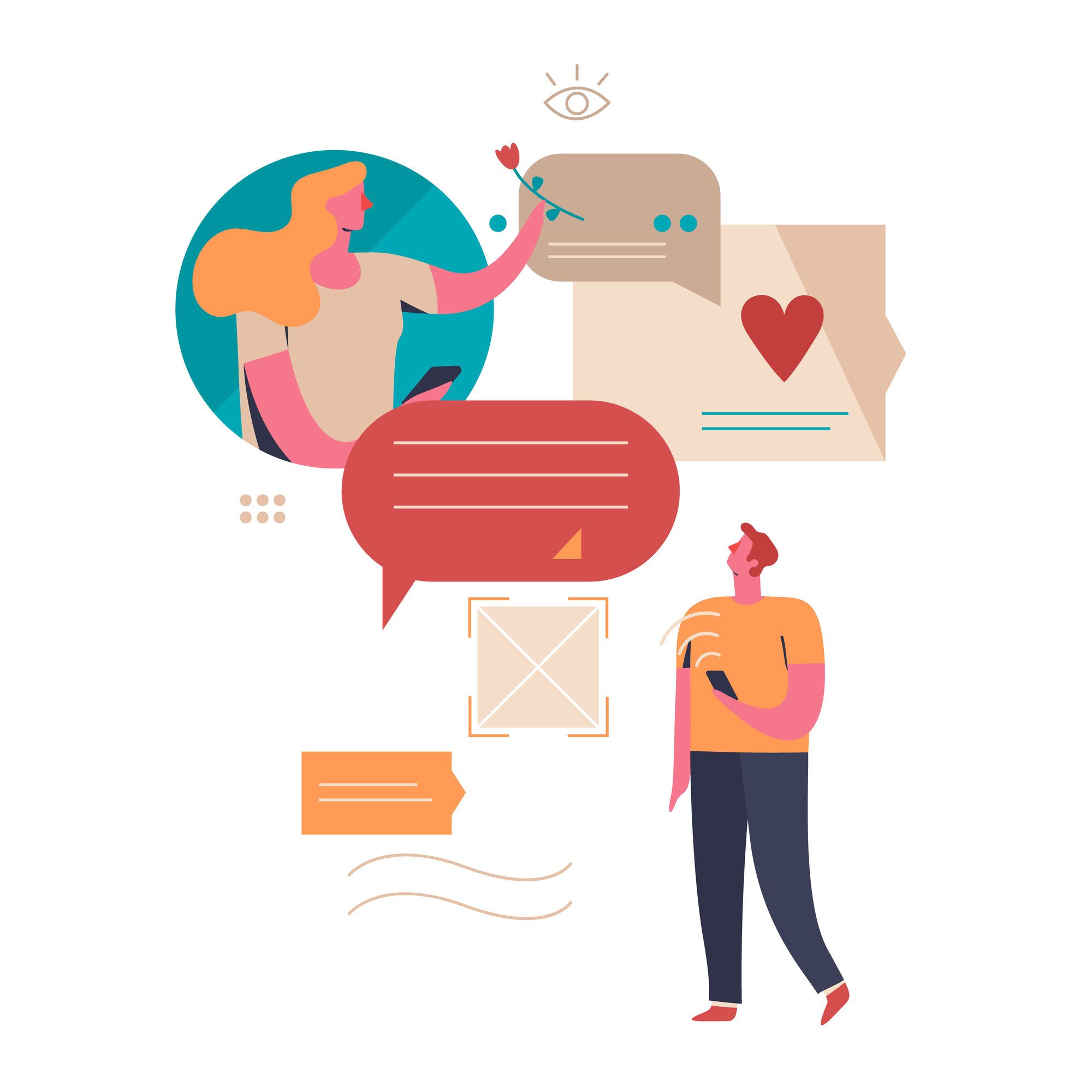 コミュニケーションをとる男女のイラスト