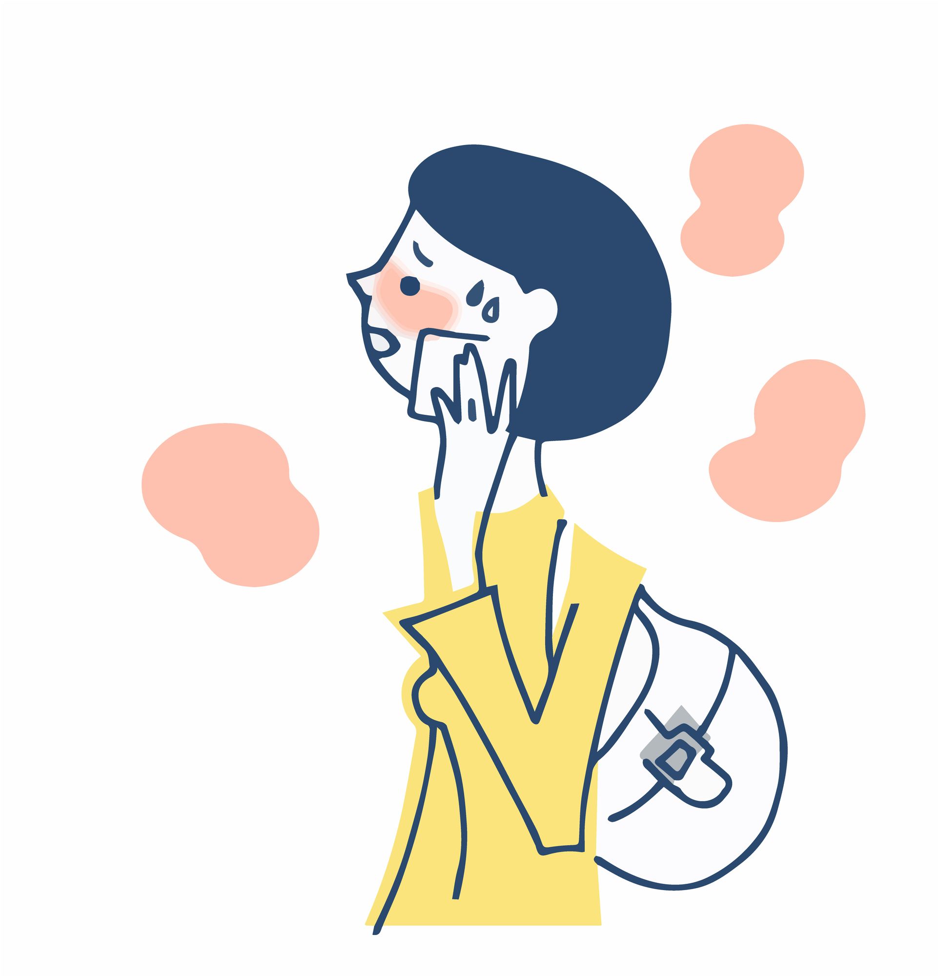 汗を拭く女性のイラスト