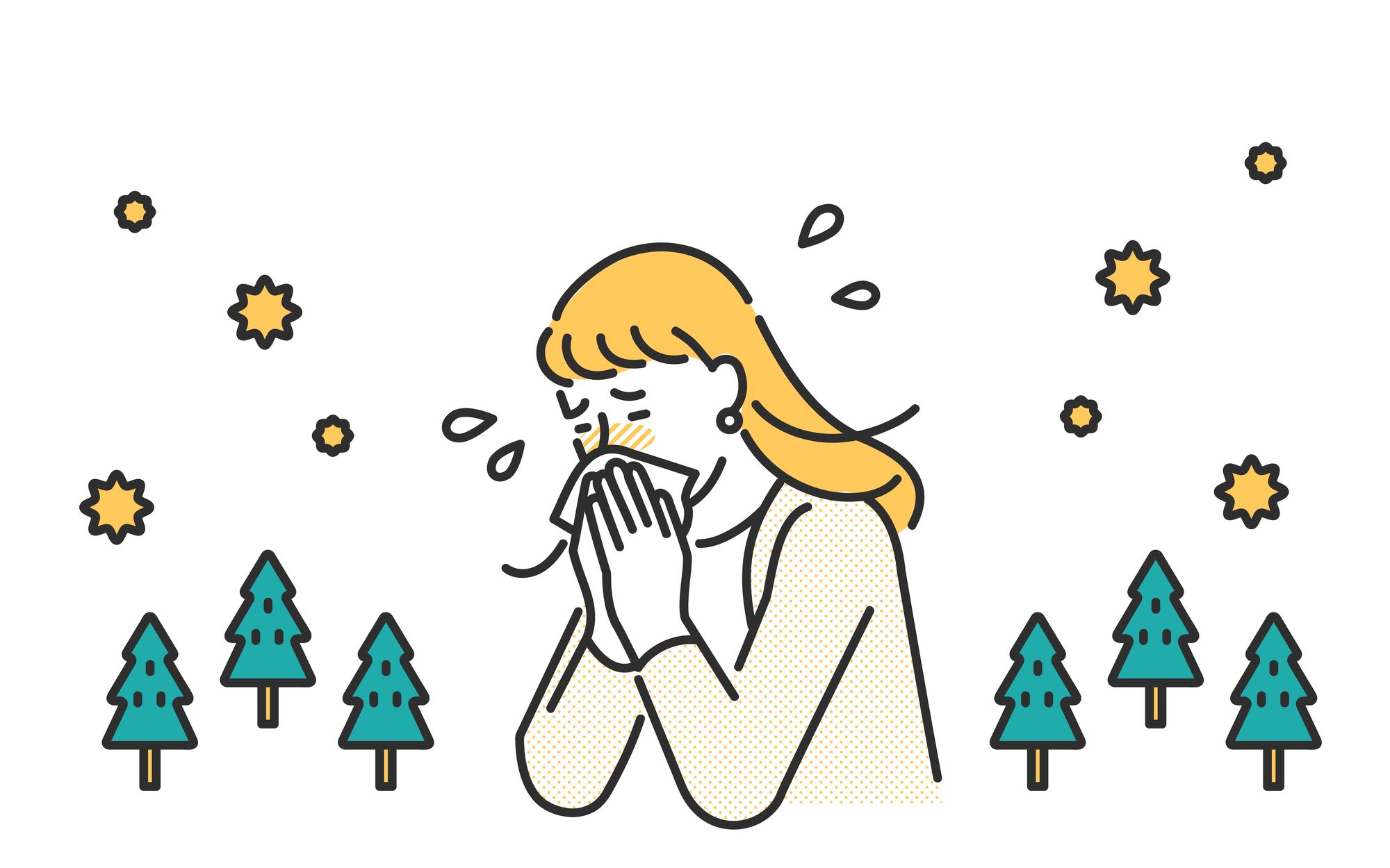 花粉症でくしゃみをする女性