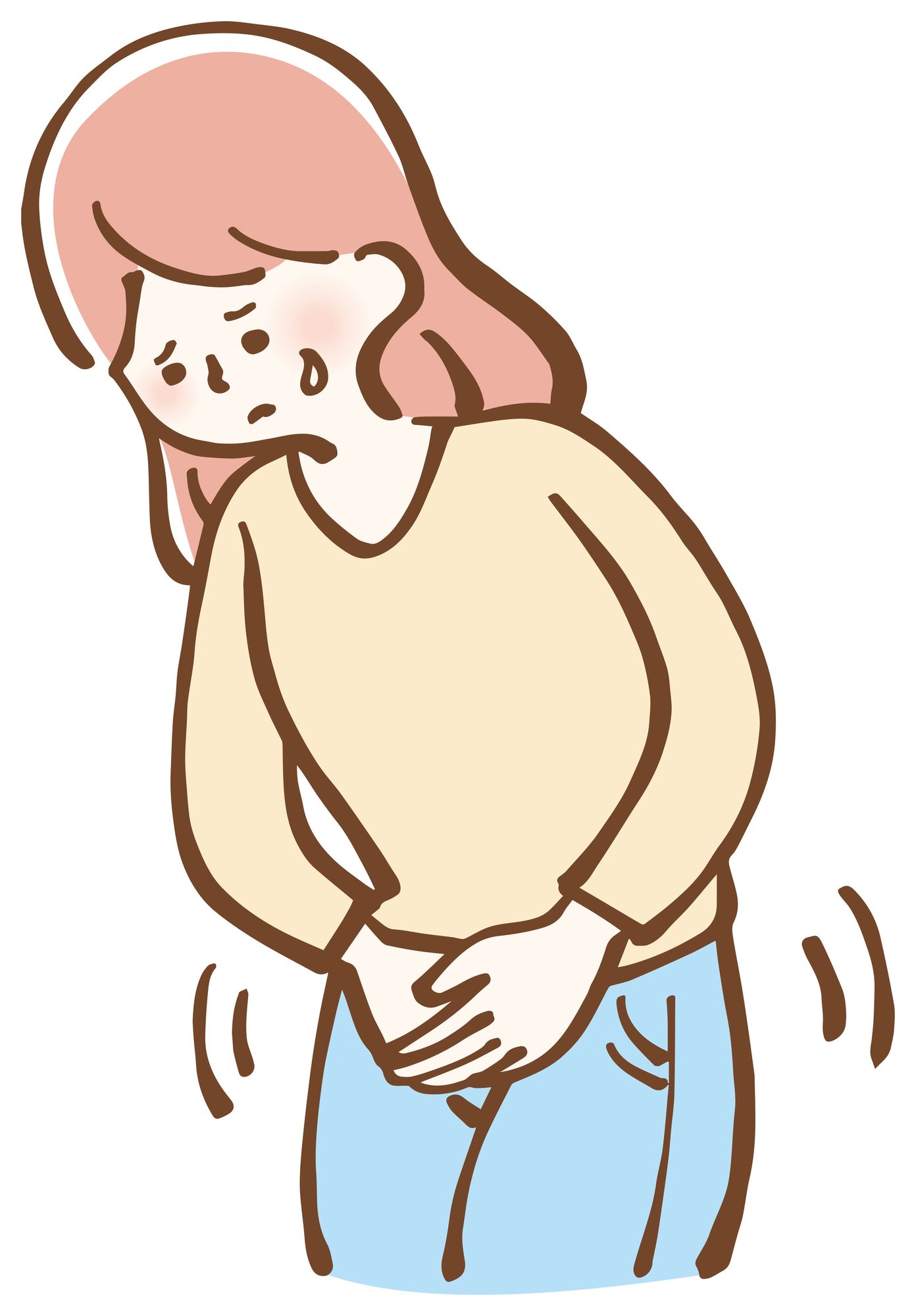 性器にかゆみを感じる女性のイラスト